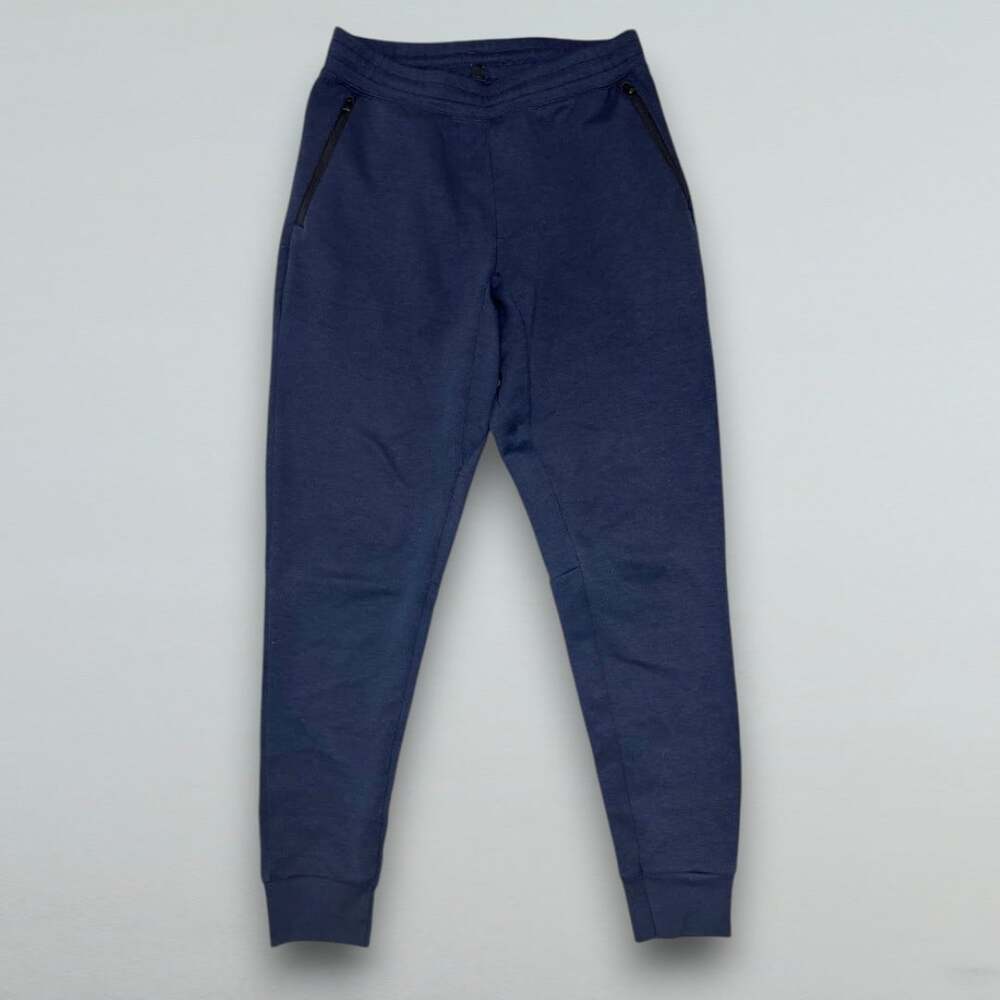Navy Blue Slim Fit Jogger Pants Zip Pockets Tapered Men’s Medium
